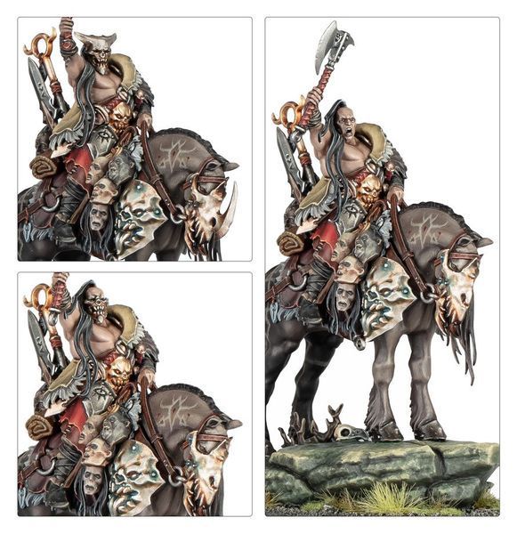 Миниатюра AGE OF SIGMAR: SLAVES TO DARKNESS - DARKOATH CHIEFTAIN ON WARSTEED 99120201181 фото