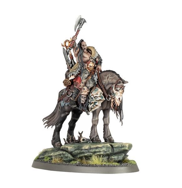 Миниатюра AGE OF SIGMAR: SLAVES TO DARKNESS - DARKOATH CHIEFTAIN ON WARSTEED 99120201181 фото